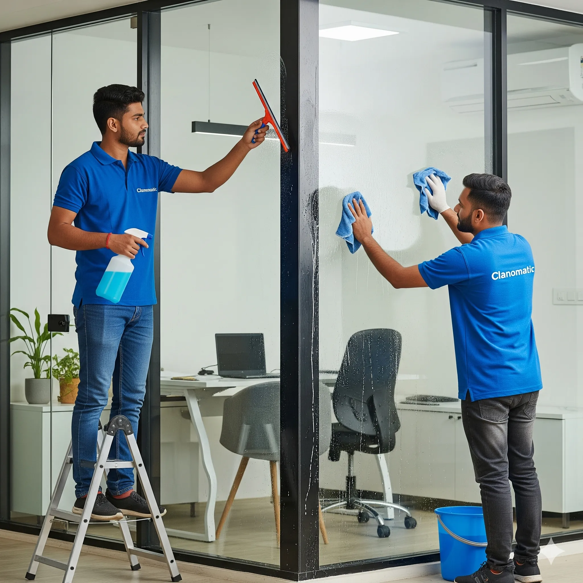 Commercial Cleaning Services office cabin glass cleaning